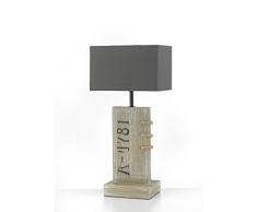 Onli Komorebi Lampada da Tavolo in Legno con Paralume E14, Grigio, 22 x 16 X h 48, legno;stoffa