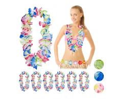 Relaxdays Set di 10 Collane Hawaiane Waikiki, Collane Aloha per Carnevale, Feste di Addio al Nubilato/Celibato, Carnevale, Decorazione Costumi, Stile Caraibico, colorato
