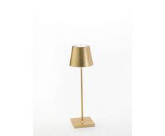 Zafferano Poldina Lampada LED Ricaricabile da Tavolo, Regolabile, Corpo in Alluminio Luxe, Protezione IP54, Adatto per Uso Esterno/Interno, Spina EU 2.2 W, Oro, 38 cm