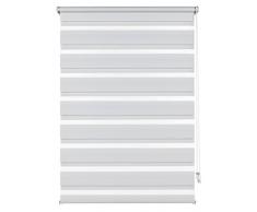 Deco Company 23-1002 Doppia Tenda a Rullo con Morsetto, Poliestere, Bianco, 55 x 150 cm