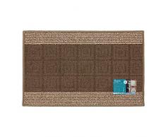 JVL Palmero Lavabile in Lavatrice con Retro in Gomma a Righe zerbino, Brown/Beige, 80 x 50 x 0.5 cm