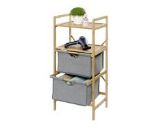Wenko Regal Bahari con 2Â cassetti deposito scaffale, scaffale, BambÃ¹, Marrone, 34Â x 44Â x 96Â cm