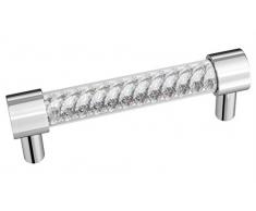 Decostyle HMM1A08 - Maniglia in Ottone Massiccio con Elementi Swarovski, Ottone, Silver Polished, 15 x 2 x 4 cm