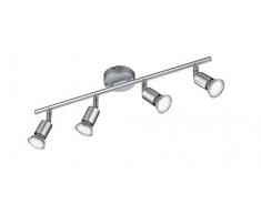 Reality Paris Barra con Lampadina LED, 4 Luci GU10, 3 W, Titano, 8 x 50 x 13,5 cm