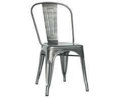 Brianza Outlet Light Metal Sedia di Design, Stile Industriale, Metallo, Grigio, 36 x 36 x 45 cm
