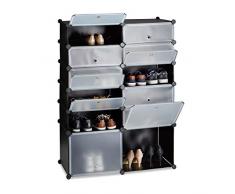 Relaxdays Scarpiera 12 Scomparti, Mobile Porta-Scarpe, Scaffale Componibile, Nero, HxLxP: 125 x 94 x 37 cm