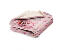 Emoji Coperta in Pile, Motivo Gatti, Poliestere, Rosa, Singolo, 190Â x 120Â x 3Â cm