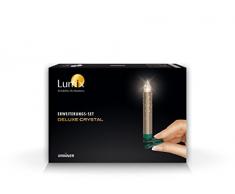 Krinner Deluxe Crystal 74275 - Set di 5 candele LED a pile, senza cavi, per decorazione dellalbero di Natale, luce bianca calda, colore champagne