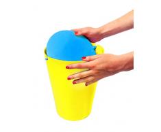 Outlook Design Italia Smarty Cestino per Rifiuti con Coperchio Basculante, Plastica, Giallo/Azzurro, 24x24x30 cm