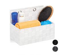 Relaxdays Cestino Portaoggetti, da Appendere, Organizer per Bagno, Corridoio, Camera da Letto, HLP: 20x25x15 cm, Bianco, PP, Metallo, 1 pz