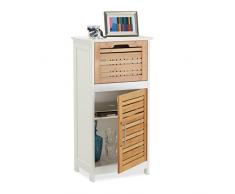 Relaxdays 10022216 Mobiletto Basso per Bagno e Soggiorno, in Bambù, con Cassetti, HxLxP: 83 x 40 x 30 cm, Bianco