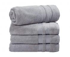iDesign Spa Bagno con Fascia Intrecciato, Kit Grandi Cotone 100%, Set da 4 Asciugamani Viso e Corpo con Nastro per Appendere, Grigio, 137,2 cm x 68,6 cm x 0,3 cm, 4 unitÃ