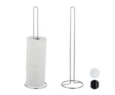 Relaxdays, Argento Porta Carta Igienica, Set da 2, Bagno, Max. 5 Rotoli di Scorta, Metallo, da Terra, HxD: 50x14 cm, pz