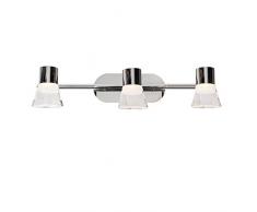 Sulion Noemi Lampada da soffitto per Salotto, Sala da Pranzo, Cucina o Bagno 3Â faretti LED, 15Â W, Cromo/Acrilico, 56Â x 8Â x 16Â cm, Grigio, 56 x 8 x 16 cm