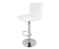 La sedia spagnola Sgabello con sedile imbottito, pelle sintetica, Bianco, 38 x 37 x 112 cm