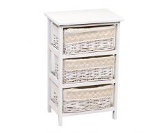Vacchetti Giuseppe 4119080000 Mobiletto Orietta Cassettiera 3 Cassetti, Vimini, Bianco, 38x28x60.5 cm