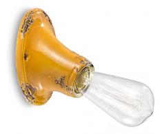 Ferroluce RetrÃ² Minimal Applique Vintage E27, 77 W, Giallo Lucido, 14x11x9 cm