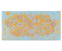 Tappeti di design by Homemania 4 Tappeto Double Face Halimod 4, Misto Cotone, Rosa/Blu/Giallo, 38.0x38.0x4.0 cm