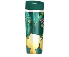 AMBITION 72532 Tazza Termica da 400 ml, Motivo Giungla, in Acciaio Inox, Chiusura a Scatto, Mickey Minnie, Topolino Disney, Regalo per Bambini, Giallo, Verde, Rosa, 18/8