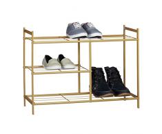 Relaxdays Sandra Mobile Portascarpe/Scarpiera per Ingresso, Metallo, Marroncino, 26x70x50.5 cm