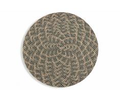 Villa d’Este Home Tivoli Geometric Set 6 Tovagliette Tonde, Cotone, Blu, 39x39x1 cm