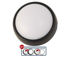 Velamp UBLO2 Plafoniera LED Tonda 700 Lumen. Confezione con 2 cornici (Bianca e Nera). da Interno o Esterno: IP54. Montaggio Semplice e Veloce. per Garage, balconi, Nero