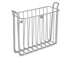 InterDesign Classico Portariviste da parete | Cestino portagiornali da muro per bagno, cucina e altro | Portariviste da appendere con facile montaggio | Metallo argentato