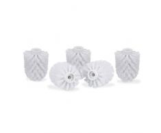 Relaxdays, Spazzole per Scopino da Bagno, Ciuffo di Ricambio Spazzolone WC, Filetto 9,5 mm, Testina di Ricambio Diametro 9 x 7 cm, Bianco, Confezione da 5