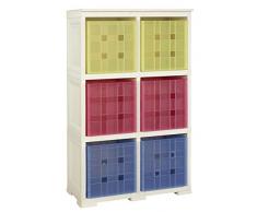 Tontarelli Omnimodus Scaffale con 6 Contenitori Cubo, Bianco, 79x47x125 cm
