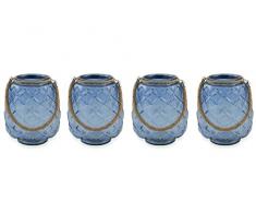 Villa dEste Home Tivoli Coastal Set 4 Lanterne, Blu, 20x20x26 cm, 4 unitÃ