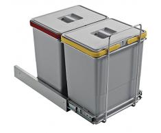 Wesco Pattumiera Doppia a Incasso Boy Deluxe con Binario Wesco Pattumiera Doppia a Incasso Boy Deluxe con Binario