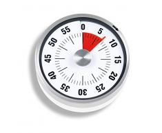 ADE Timer da Cucina, Rotondo con Sveglia, Stainless Steel, Bianco, 7.8 cm