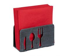 Relaxdays Portatovaglioli per 33 x 33 cm, in ghisa, Motivo: Gastro, Colore: Grigio, 1 Pezzo