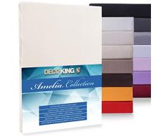 DecoKing 09451 Jersey Spannbettlaken 100x200-120x200 Microfaser Spannbetttuch Cappuccino Boxspringbett Amelia Lenzuola ad Angoli Elastici, Microfibra, Beige, 120 x 200 cm
