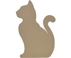 KalaMitica 60038-902-103 Lavagna Magnetica da Parete, Gatto Design, Acciaio scrivibile con gessetti, Colore Beige, 56x38 cm