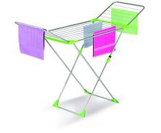 Casabriko 43915 Stendibiancheria a Cavalletto con Ali e Snodi, Acciaio Inox/Alluminio Anodizzato, Verde, 55x6x133 cm