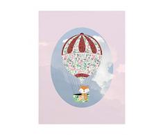 Komar - Quadro da Parete Happy Balloon Rose, per Soggiorno, Camera da Letto, Decorazione, Stampa Artistica, Disponibile in 3 Misure, Multicolore, P038A-40x50