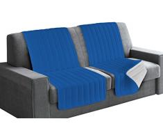 Italian Bed Linen Seduta Fascia Copridivano, Microfibra, Grigio Chiaro/Royal, 190x60x6 cm