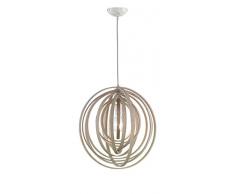 Trio Boolan Lampada a Sospensione, Sfera, Cerchi di Legno, Diametro 50 cm E27