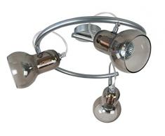 Tosel 85039 Plafoniera - Vianna, Lamiera Acciaio, Pittura epossidica, Vetro soffiato, E14, 100 W, Fumo