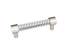 Decostyle HMM1A08 - Maniglia in Ottone Massiccio con Elementi Swarovski, Ottone, Silver Matt, 27 x 2 x 4 cm