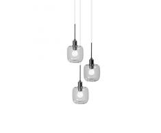 SP Light and Design Diva sospesione Tripla, Struttura Cromo, Vetro Trasparente Lampada a Sospensione 4 W