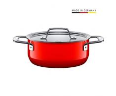Silit Zeno Red - Pentola con Coperchio in Metallo, 20 cm, 2,4 l, in Ceramica, Adatta a Piani Cottura a induzione, Colore: Rosso