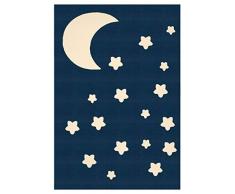 Zala Living - Tappeto da Gioco per Bambini, in Polipropilene, Motivo: Luna e Stelle, 140 x 200 cm, Colore: Blu Scuro