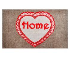 LifeStyle-Mat 100130 Tappetino 1 Cuore Antiscivolo e Lavabile, Ideale per lingresso, Il Guardaroba o la Cucina, 67 x 110 cm, Marrone/Rosso