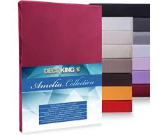 DecoKing 09376 Jersey Spannbettlaken 90x200-100x200 Microfaser Spannbetttuch Maroon Boxspringbett Amelia Lenzuola ad Angoli Elastici, Microfibra, Bordeaux, 100 x 200 cm