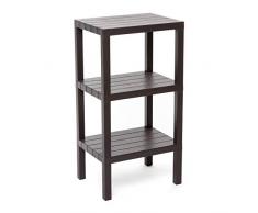 TATAY Lombok Mensola Multifunzione 3 Ripiani Plastica PP con Incisione Effetto Legno 38x29x73.5 cm 38 x 29 x 73.5 cm Marrone