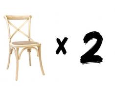 Distrimobel Saetabis Ginevra L01 Set 2 Sedie, 150 x 88 x 40 H Cm, Naturale, Legno Massello, Rattan