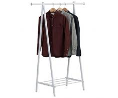 Axentia Stand Appendiabiti con ripiano per Scarpe, Metallo, Bianco/Argento, ca. 109 x 147,5 x 48,5 cm
