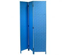 Vacchetti Giuseppe 42056500BL Paravento, 3 Ante, Legno, Turchese, 40 x 1.8 x 170 cm